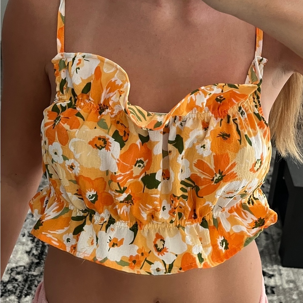 Zara Orange crop top in size xs